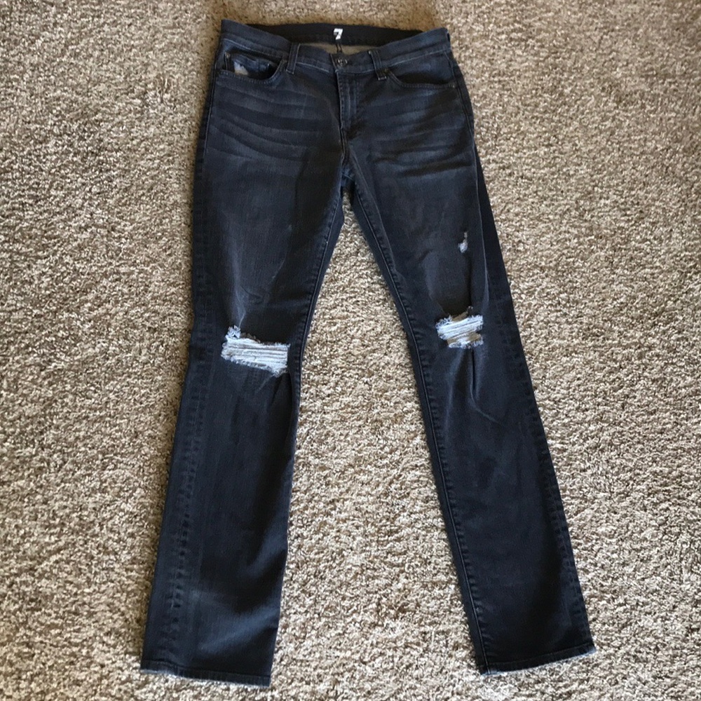 7 For All Mankind | Grey Distressed Denim